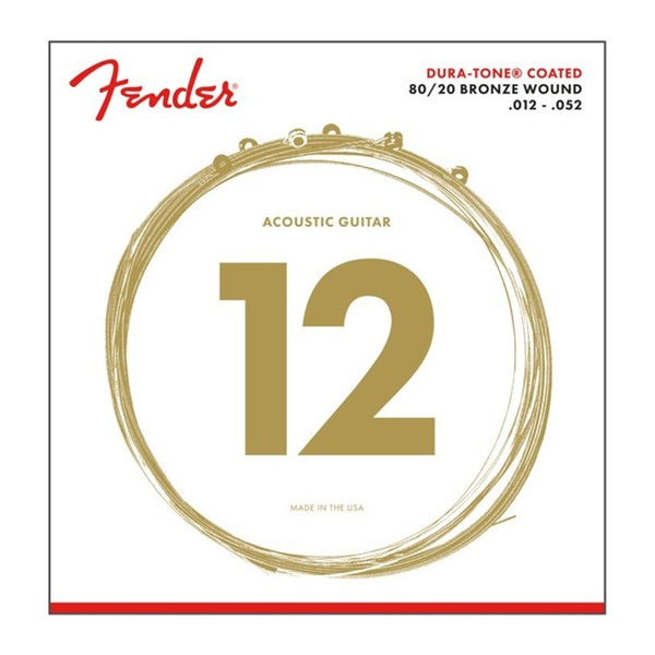Fender 880L 80/20 Dura-Tone Coated Acoustic Strings, 12-52