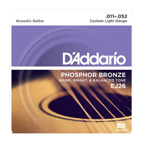 D'Addario EJ26 Phosphor Bronze, Custom Light, 11-52, Acoustic Guitar Strings
