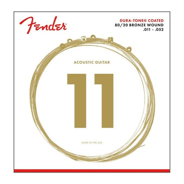 Fender 880CL 80/20 Dura-Tone Coated Acoustic Strings, 11-52