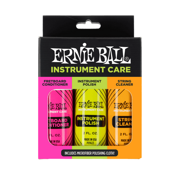 Ernie Ball Instrument Care Kit 3-pack with microfibre polishing cloth