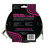 Ernie Ball Braided Instrument Cable Straight/Angle 10ft - Black/Green