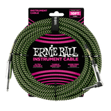Ernie Ball Braided Instrument Cable Straight/Angle 10ft - Black/Green