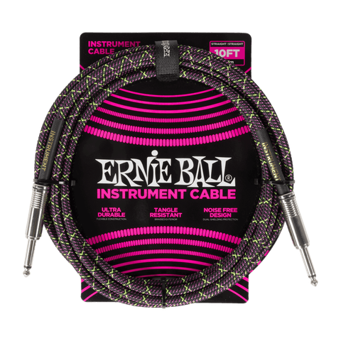Ernie Ball Braided Instrument Cable Straight/Straight 10ft - Purple Python