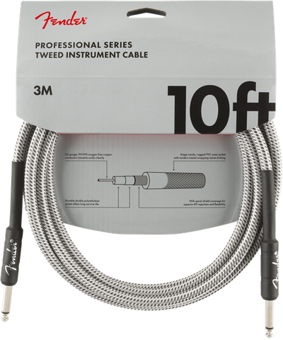 Fender 10ft Professional Series Instrument Cable - White Tweed