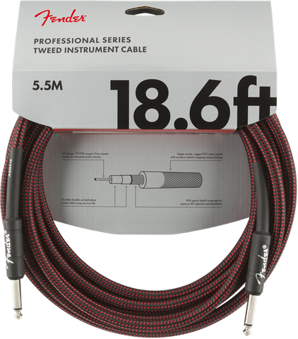 Fender 18.6ft Professional Series Instrument Cable - Red Tweed