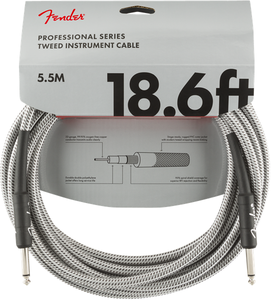 Fender 18.6ft Professional Series Instrument Cable - White Tweed