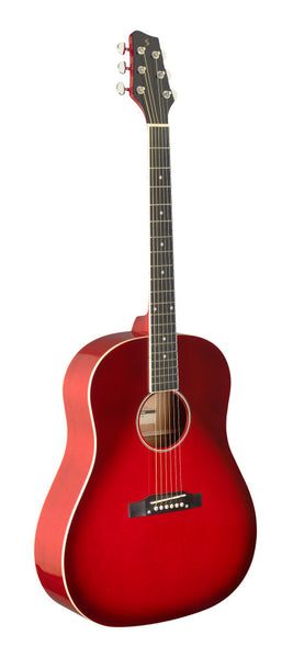 Stagg SA35 DS Transparent Red Slope Shoulder Dreadnought Acoustic Guitar