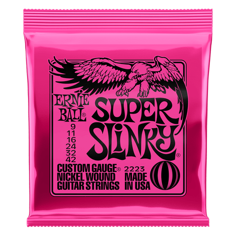 Ernie Ball SUPER SLINKY NICKEL WOUND ELECTRIC GUITAR STRINGS - 9-42 GAUGE