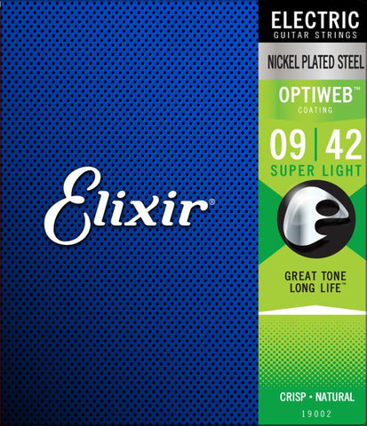 Elixir Nickel Plated Steel Optiweb Electric, Super Light, 9-42